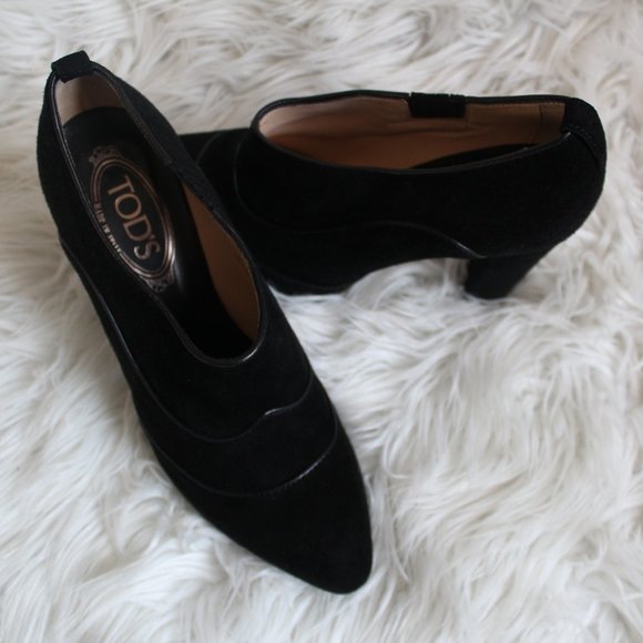 Elegant Black Tod's Heel Pumps - Picture 2 of 2